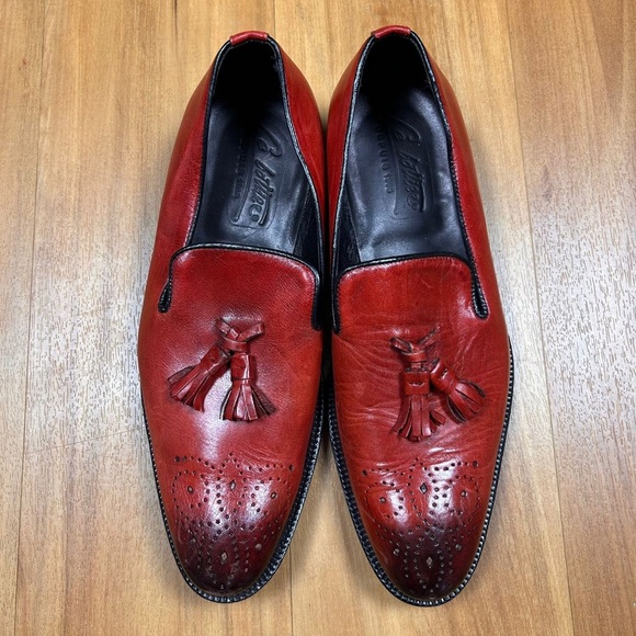Vero Cuoio Other - Vero Cuoio Made in Italy Men’s Burgundy Leather Tassel Loafers Size 40